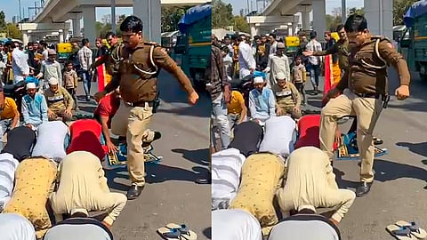 നിസ്കരിക്കുന്നവരെ പൊലീസ് മർ​ദിക്കുന്നു