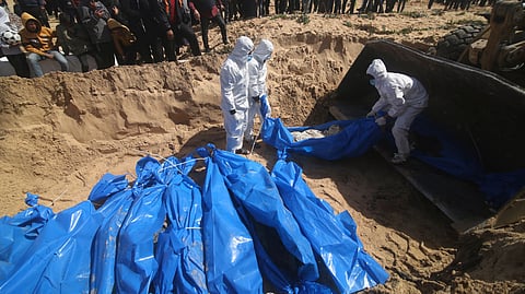 ​ഗാസയിൽ ഇസ്രയേൽ ആക്രമണത്തിൽ കൊല്ലപ്പെട്ടവരുടെ സംസ്കാര ചടങ്ങ്