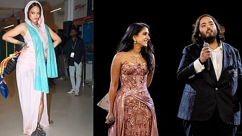 പരിപാടിയില്‍ പങ്കെടുക്കാനെത്തിയ റിയാന, അനന്ത് അംബാനിയും രാധിക മെര്‍ച്ചന്റും
