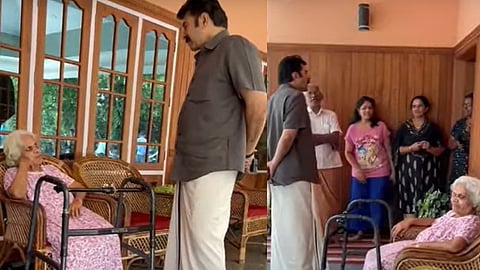 ചിത്രീകരണത്തിന്റെ ഇടവേളയിൽ തൊട്ടടുത്ത വീട്ടിൽക്കയറി കുശലാന്വേഷണം നടത്തുന്ന മമ്മൂട്ടിയാണ് വീഡിയോയില്‍