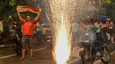 Fans celebrate after India won the T20 World Cup 2024
