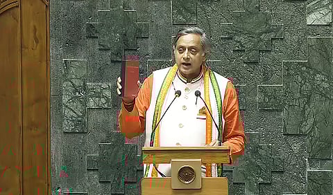 Shashi Tharoor takes oath as Lok Sabha member