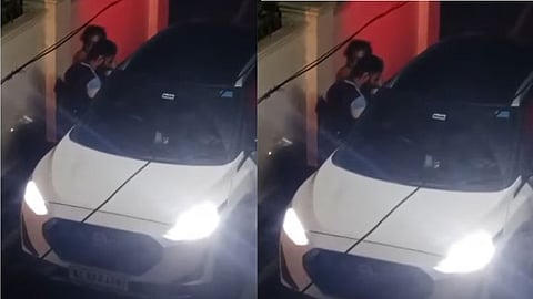 father and son were dragged along the road for one kilometer by the car passengers.