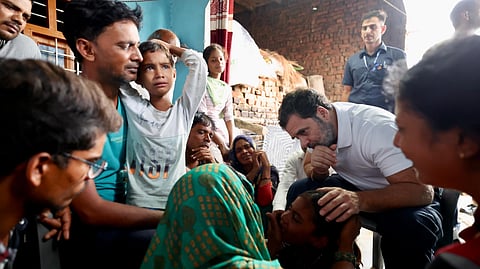 Rahul Gandhi reaches Hathras, meets family members of stampede victims .