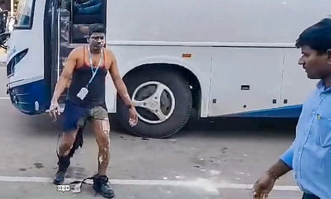 A man injured after a fire broke out following an explosion in a reactor pharma unit