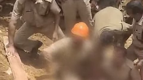 Trapped underground construction worker was rescued