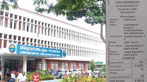 waste in public; thiruvananthapuram corporation fined Rs 10,010 to bike owner