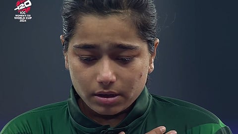 Pakistan captain Fatima Sana in tears during national anthem video