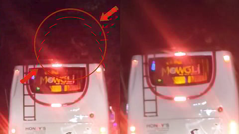 Accidental trip of youth on top of tourist bus