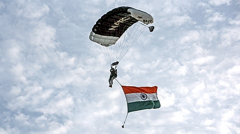 Navy personnel showcase their skill during the rehearsal ahead of Navy Day