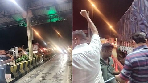 Traffic jam at Paliyekkara toll plaza, CPM workers opened toll booths and allowed vehicles to pass through