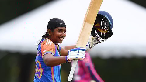 Trisha scores first-ever ton in women's U-19 World Cup as India crush Scotland by 150 runs .
