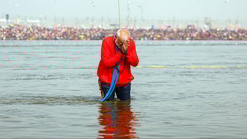 Prime Minister Narendra Modi takes holy dip