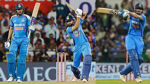 Gill, Shreyas, Axar fifties help India