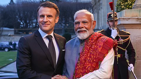 image of pm modi and french president emmanuel macron