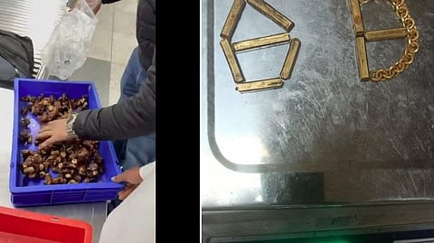 Gold instead of seeds inside a dates; passenger caught, video