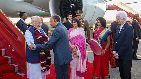 Prime Minister Narendra Modi arrives in Mauritius on two-day official visit