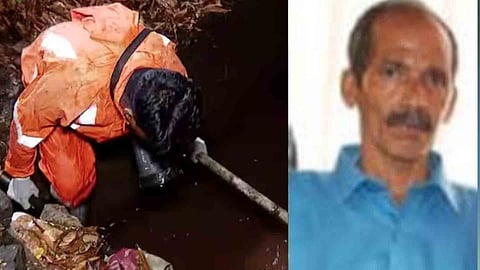 body of a middle-aged man who fell into a drain was found