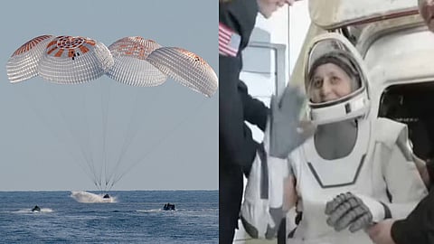 Sunita Williams and her team landed on Earth,aerial footage