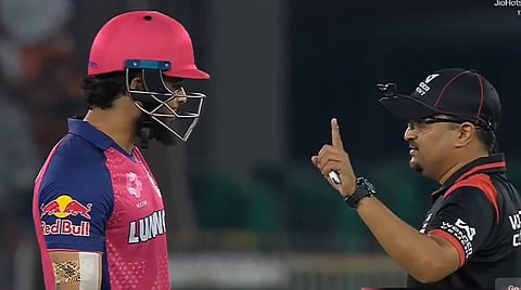 Riyan Parag argues with umpire after 'controversial' dismissal