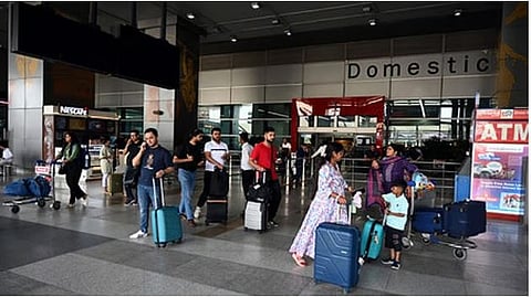 Passengers seen at Delhi's Indira Gandhi International Airport