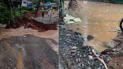 Roads washed out in heavy rain