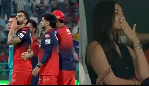 Anushka Sharma blows flying kisses to Virat Kohli