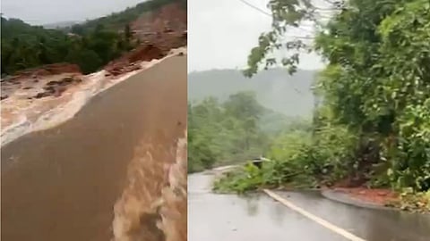 ശക്തമായ മഴ: എന്‍എച്ച് 66ല്‍ പലയിടങ്ങളിലും മണ്ണിടിഞ്ഞു, ഗതാഗത തടസം, വിഡിയോ
