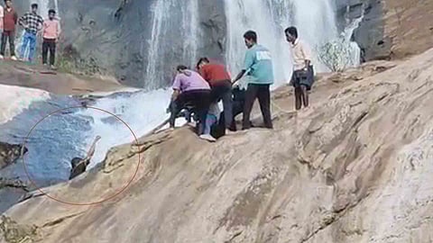 Young man falls into Thooval Waterfalls