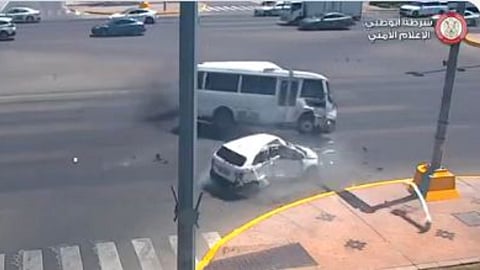 Scene of the car accident in Abu Dhabi 