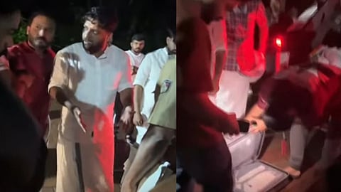 Police stop and inspect the vehicle carrying Shafi and Rahul in Nilambur