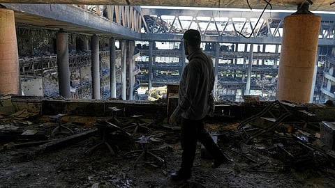 Damaged headquarters of Islamic Republic of Iran Broadcasting