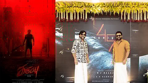 Suriya and RJ Balaji at Karuppu movie pooja Ceremony 