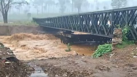 Punnapuzha River flows near the Bailey Bridge