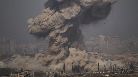 Smoke rises to the sky following an Israeli army bombardment in the northern Gaza Strip