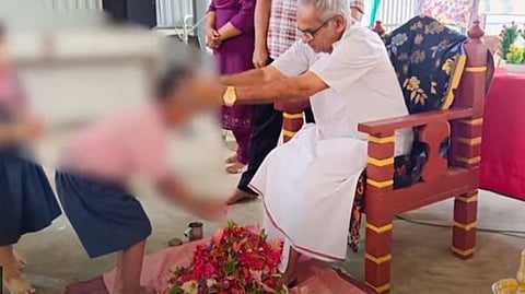  controversial
foot worship ceremony in school