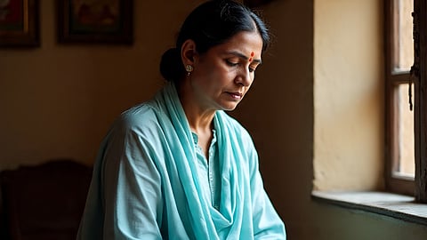 woman sitting in bed
