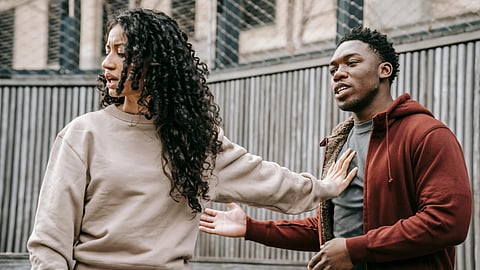 man and woman fighting