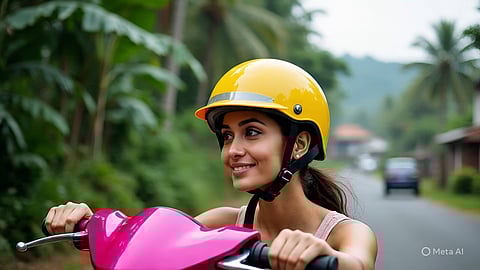 Helmeted rider