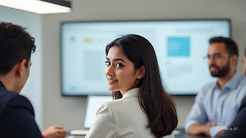 Young woman attending interview