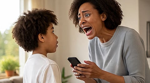 mother shouting at child