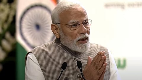 Narendra Modi speaks during the M.S. Swaminathan Centenary International Conference