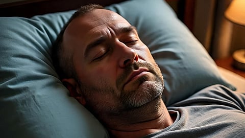 man sleeping in a bed