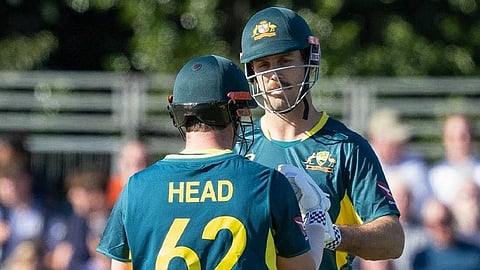 Mitchell Marsh and Travis Head during the match