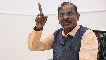 ISRO Chairman V Narayanan interacting with TNIE team