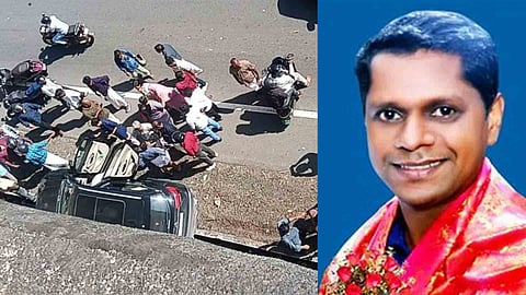 car hits Biker dies on National Highway Thiruvananthapuram