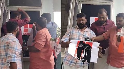 Youth Congress Workers Throw Black Oil at Channel Office