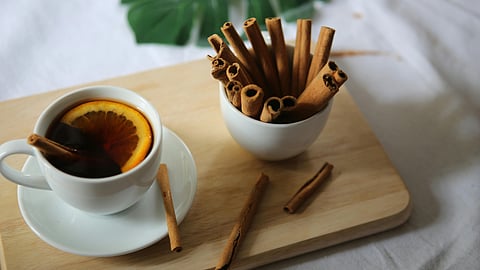 Cinnamon tea in cup