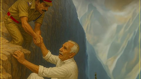 Sub-inspector rescues elderly man who slipped and fell into a gorge