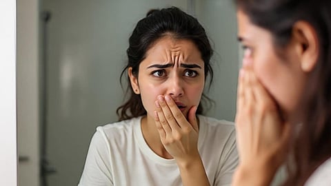 woman checking Bad Breath